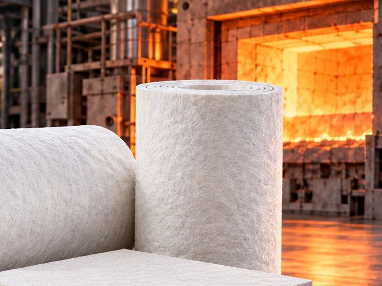 Vulcanite ProTherm aluminium silicate ceramic fibre blanket rolls at a furnace